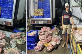 Phát hiện hơn 4 tấn thịt heo bốc mùi hôi thối chuẩn bị làm giò chả bán cho quán ăn