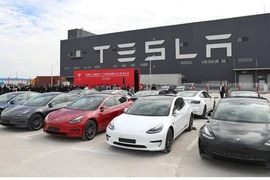 Ô tô Tesla được sản xuất ở nhà máy tại Thượng Hải (Trung Quốc) vào tháng 10-2020. Ảnh: CNSPHOTO