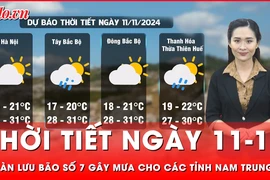 Thời tiết ngày 11-11: Hoàn lưu bão số 7 gây mưa cho các tỉnh Nam Trung Bộ