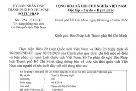 Thông báo Sở Tư pháp thôi quốc tịch Việt Nam của Yoo Lê Phương Nghi