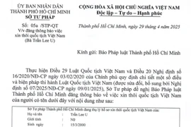 Thông báo Sở Tư pháp thôi quốc tịch Việt Nam của Trần Lee U