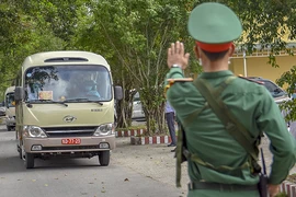 Hình ảnh tại buổi diễn tập phòng, chống dịch COVID-19. Ảnh: NGUYỄN DO