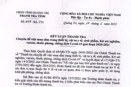 Thanh tra Quảng Trị phát hiện bất thường trong mua sắm kit test Việt Á 