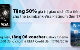 Ưu đãi lớn cho người dùng thẻ của Eximbank
