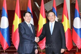 Chủ tịch nước Lương Cường hội kiến Thủ tướng Lào Sonexay Siphandone