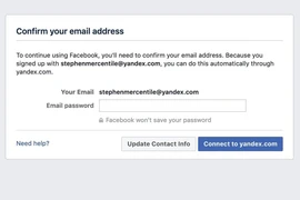 Facebook yêu cầu người dùng nhập mật khẩu email để làm gì?