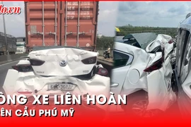 Video: Tông xe liên hoàn khi xuống dốc trên cầu Phú Mỹ