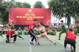 Gần 500 cán bộ, chiến sĩ Công an Hà Nội tham gia hội thi điều lệnh, quân sự, võ thuật