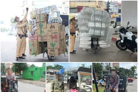 CSGT Hà Nội tăng cường kiểm tra, xử lý người chở hàng cồng kềnh