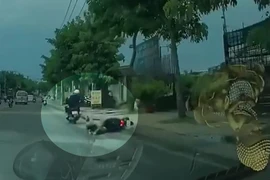 Cô gái ngã sấp mặt xuống đường khi bị cướp giật ở vùng ven TP.HCM