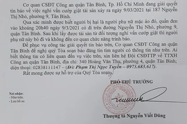 Công an Tân Bình tìm bị hại vụ cướp giật tài sản