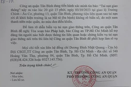 Công an Tân Bình tìm người chứng kiến tai nạn tại giao lộ Trường Chinh – Âu Cơ