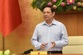 Thủ tướng Phạm Minh Chính trong cuộc họp thứ năm về phát triển vaccine nội. Ảnh: VGP