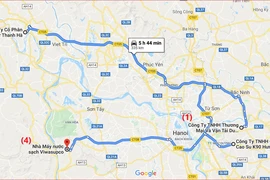 Nhóm tình nghi đổ trộm dầu thải đã chọn cung đường ngoắt ghéo dài hơn bốn lần tuyến đường đi thẳng từ nơi có dầu thải đến nơi xả thải.