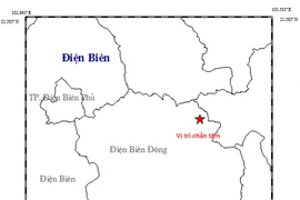 Khu vực xảy ra hai trận động đất ngày 21 và 22-5. Ảnh: Viện Vật lý địa cầu cung cấp. 