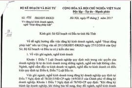 Bộ Tư pháp 'tuýt còi' văn bản của Bộ Kế hoạch và Đầu tư