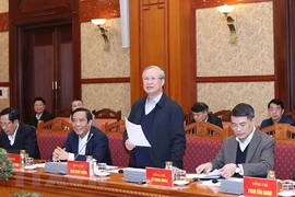 Ông Trần Quốc Vượng, Ủy viên Bộ Chính trị, Thường trực Ban Bí thư, chủ trì Hội nghị. Ảnh: TTXVN