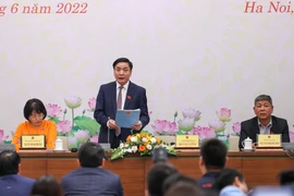 Tổng thư ký Quốc hội Bùi Văn Cường tại buổi họp báo thông báo kết quả kỳ họp thứ ba, Quốc hội khóa XV.