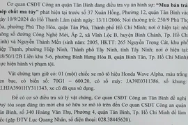 Công an Tân Bình tìm chủ sở hữu xe Honda Wave Alpha màu trắng đen bạc