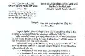 Biên Hòa sẽ cúp nước trên diện rộng