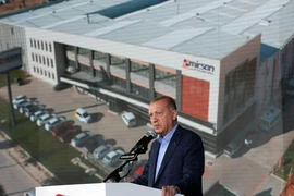 Tổng thống Thổ Nhĩ Kỳ Tayyip Erdogan phát biểu trước những người ủng hộ ông tại Eskisehir, ngày 23-10.