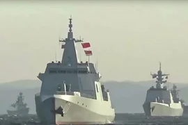 Nhóm tàu ​hải quân của Trung Quốc và Nga trong cuộc tập trận chung vào ngày 18-10.
