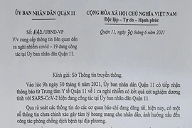 Quận 11, TP.HCM, thông báo về ca nghi nhiễm là cán bộ UBND quận 