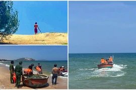 Phê ma túy, cầm hung khí bơi ra biển cố thủ 
