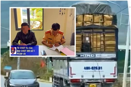Xe tải chở hàng cao ngất trên Quốc lộ 27 bị phạt nguội từ clip của người dân