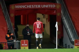 Rashford rời sân ở những phút cuối trận Man United thắng Liverpool 3-2 ở FA Cup. ẢNH: GETTY