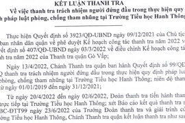 Một trường tiểu học tại TP.HCM chi sai gần 1 tỷ đồng