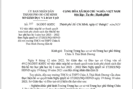 1 trường học ở TP.HCM bị phê bình vì chậm quyết toán tiền hỗ trợ học phí