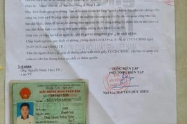 1 nhóm người sử dụng giấy xác nhận giả cơ quan báo chí để đi đường