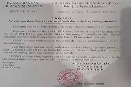 Phó Chủ tịch phường ra văn bản đóng cửa các cơ sở kinh doanh