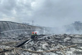Lửa thiêu rụi khu nhà xưởng công ty may ở Bình Định