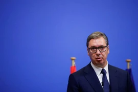Tổng thống Serbia - ông Aleksandar Vucic phát biểu tại trụ sở của Tổ chức Hiệp ước Bắc Đại Tây Dương (NATO) ở thủ đô Brussels (Bỉ) ngày 17-8. Ảnh: REUTERS