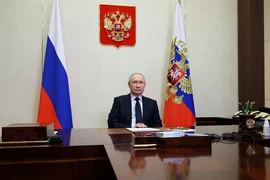 Tổng thống Nga Vladimir Putin họp với các thành viên của Hội đồng Bảo an Liên Hợp Quốc qua liên kết video tại thủ đô Moscow (Nga) ngày 27-1. Ảnh: SPUTNIK