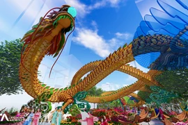 Lộ diện linh vật Rồng dài hơn 100 m ở đường hoa Nguyễn Huệ Tết 2024