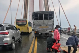 Ngã trên cầu Rạch Miễu, xe chạy sau không né kịp