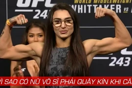 Ép cân vừa đủ, nữ võ sĩ UFC cởi bỏ hết khi cân
