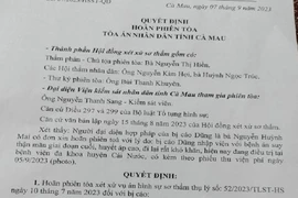 Cà Mau: Hoãn phiên toà vì bị cáo mắc bệnh suy thận mãn