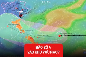 Cảnh báo khẩn: Bão số 4 đi vào đất liền khu vực Quảng Bình - Quảng Trị