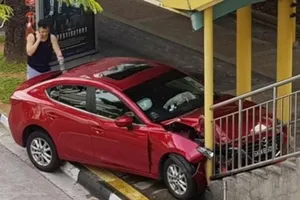 Hoảng vì gián, cụ bà mất tay lái đâm xe lên cầu