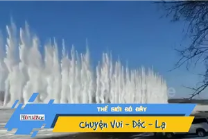 Kỳ lạ cột nước hàng chục mét bắn lên từ sông băng