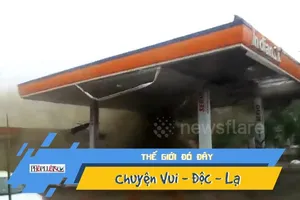Video: Trạm xăng phát nổ do bão