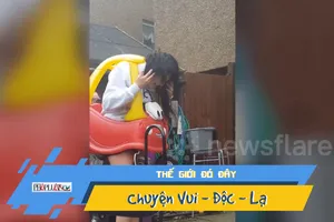 Video: Cười ngất với cô gái mắc kẹt trong xe đồ chơi