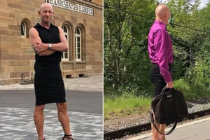 Bố 3 con mặc váy để chứng minh thời trang phi giới tính