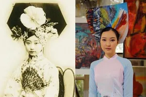 Mặc áo dài Việt, đội mũ Hoàng Châu cách cách?