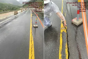 Cao tốc La Sơn – Túy Loan qua Đà Nẵng xuất hiện vết nứt dài