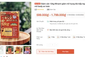 Bộ Y tế yêu cầu 1 sàn thương mại điện tử gỡ ngay thực phẩm giảm cân 12kg Minami không phép